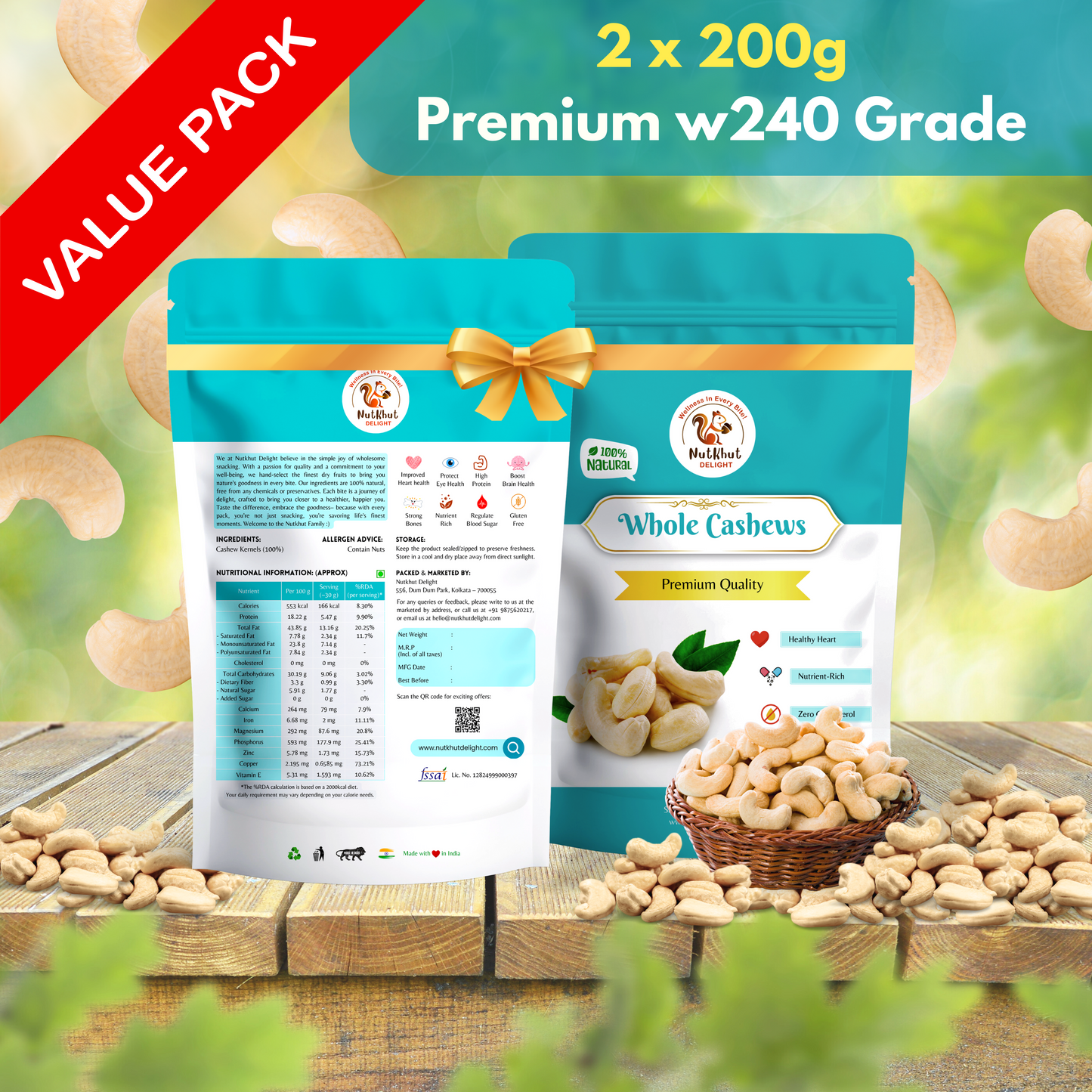 Premium w240 Whole Cashews Value Pack