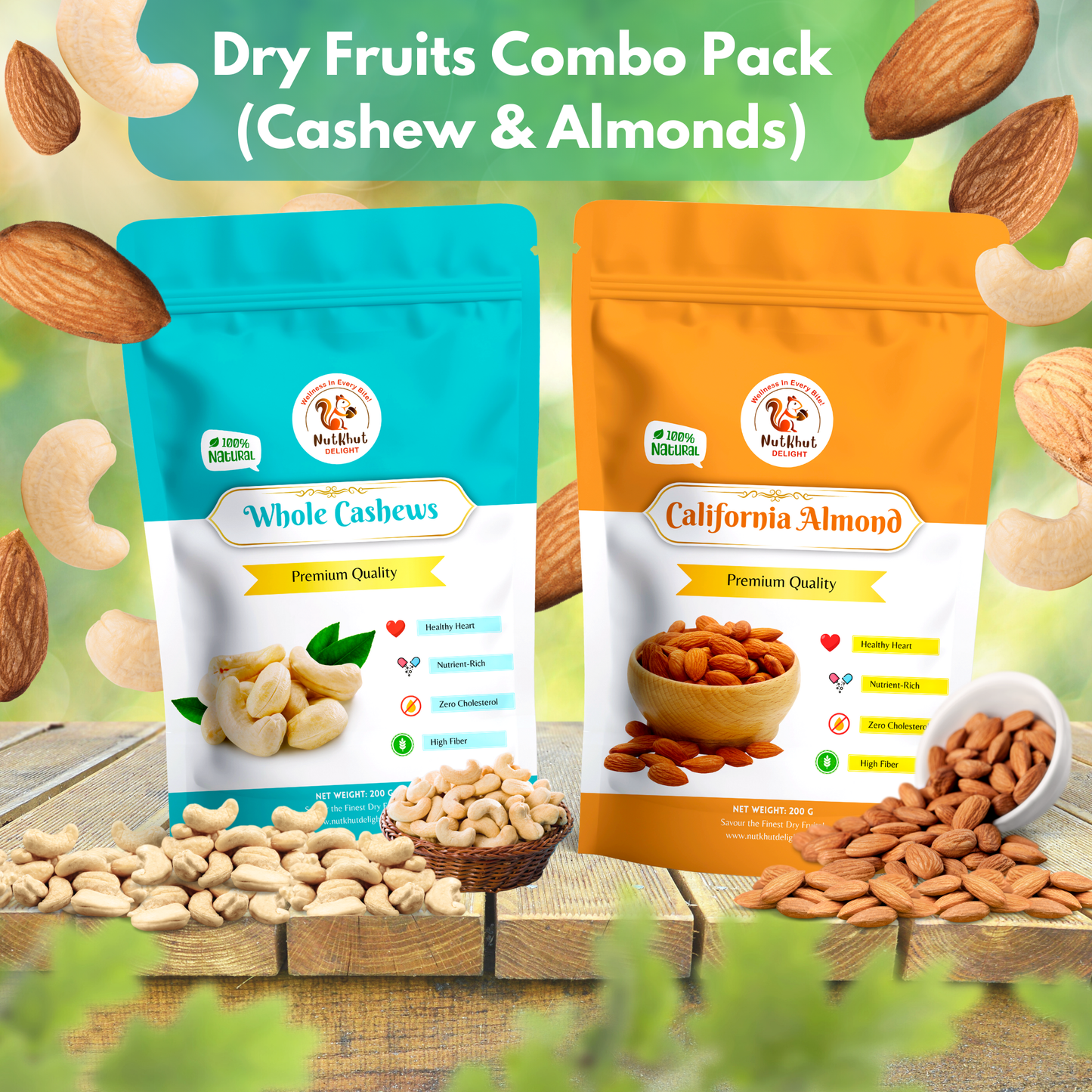 Premium Dry Fruits Combo Pack (Cashew & Almonds) Assorted Nuts (2 x 200g)