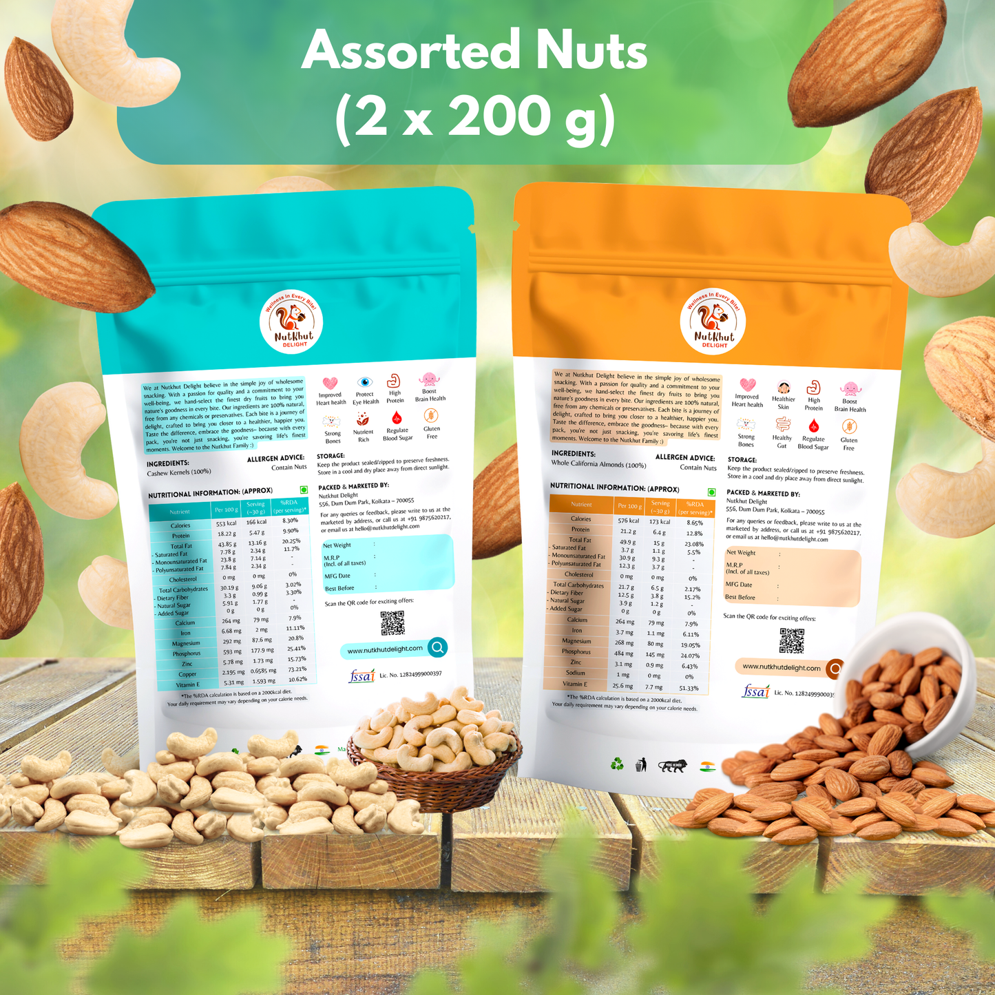 Premium Dry Fruits Combo Pack (Cashew & Almonds) Assorted Nuts (2 x 200g)